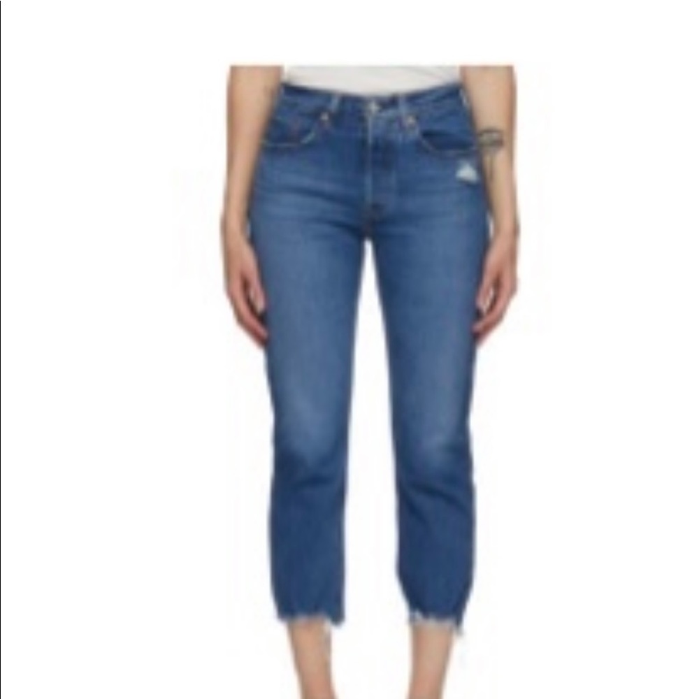 Levis Indigo 501 Original Cropped Jeans